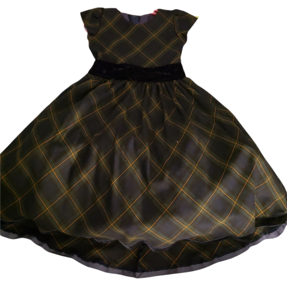 Green & Navy Plaid holiday dress, size 5